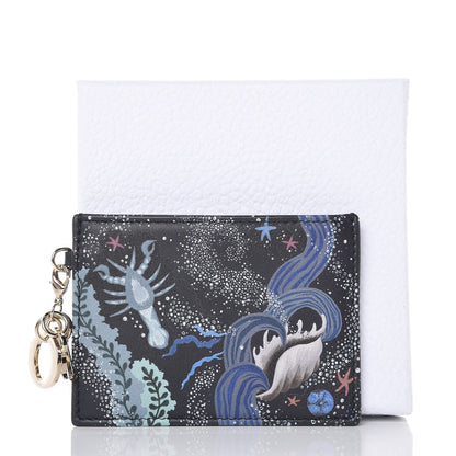 Christian Dior Calfskin Printed Nature Ballet Lady Dior Card Holder Blue 8 of 8