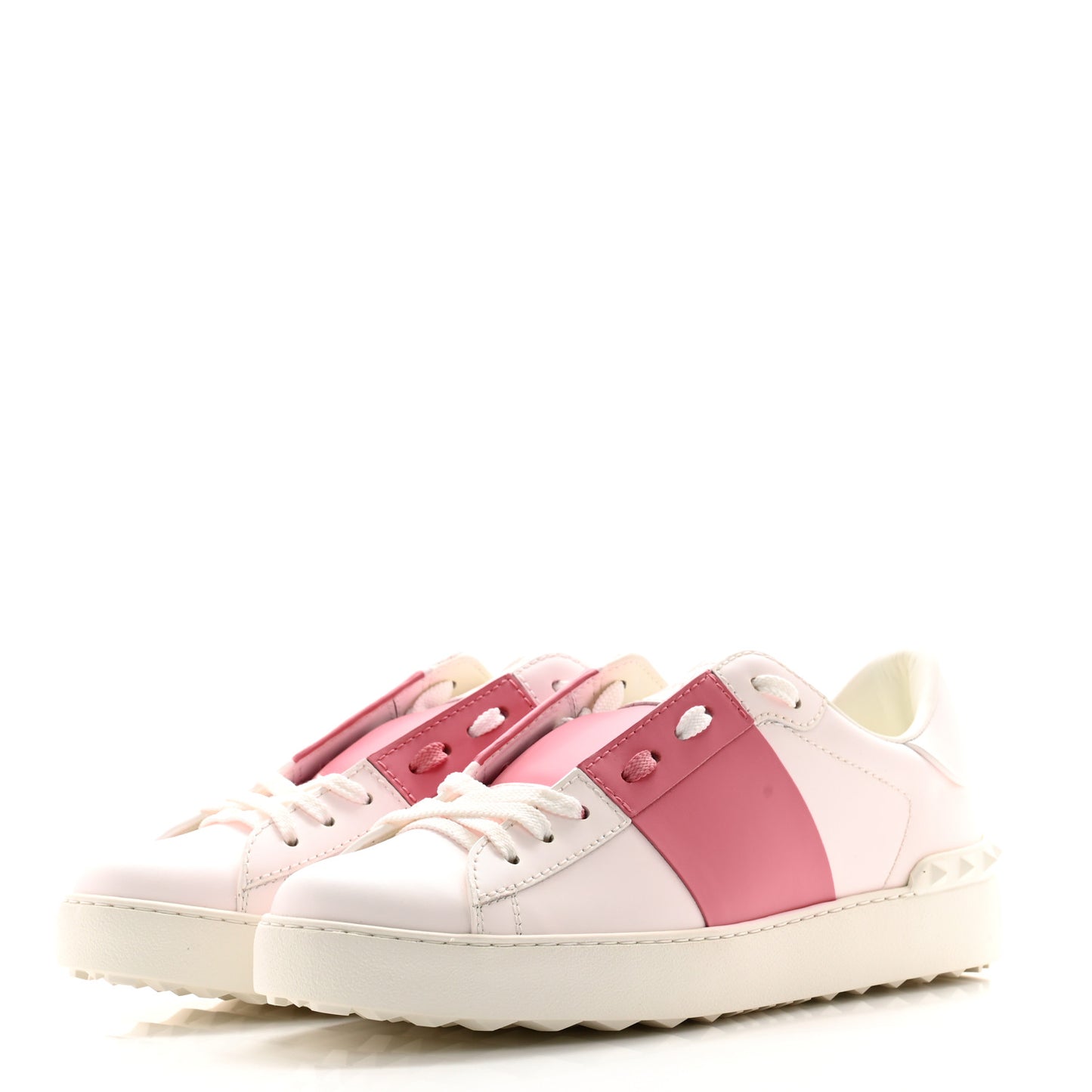 Calfskin Rockstud Untitled Open Sneakers 40 White Black