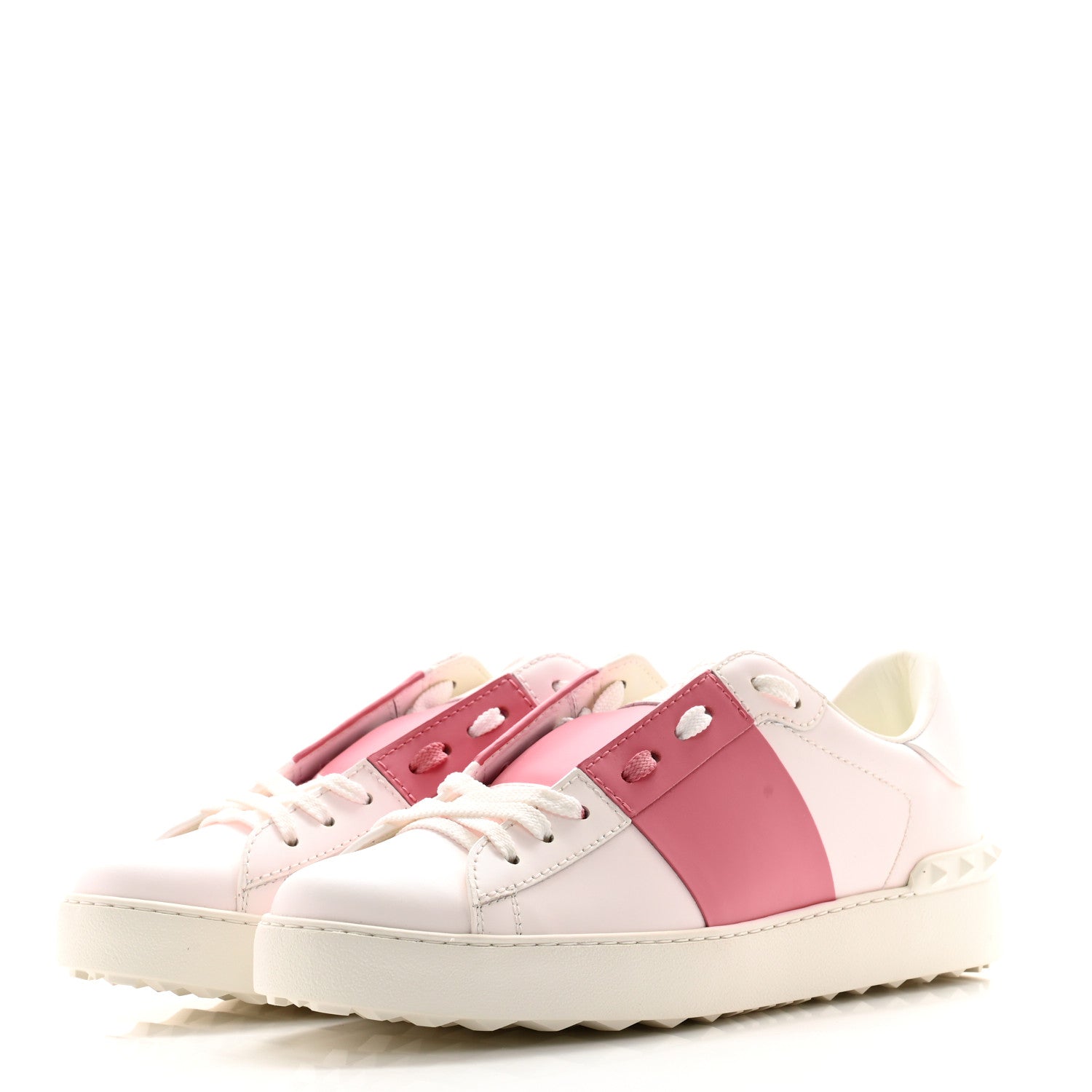 Valentino Garavani Calfskin Rockstud Untitled Open Sneakers 40 White Black 3 of 10