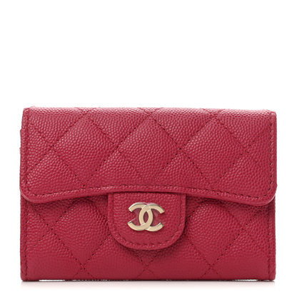 Chanel Caviar Quilted Flap Card Holder Wallet Dark Pink 1 of 9