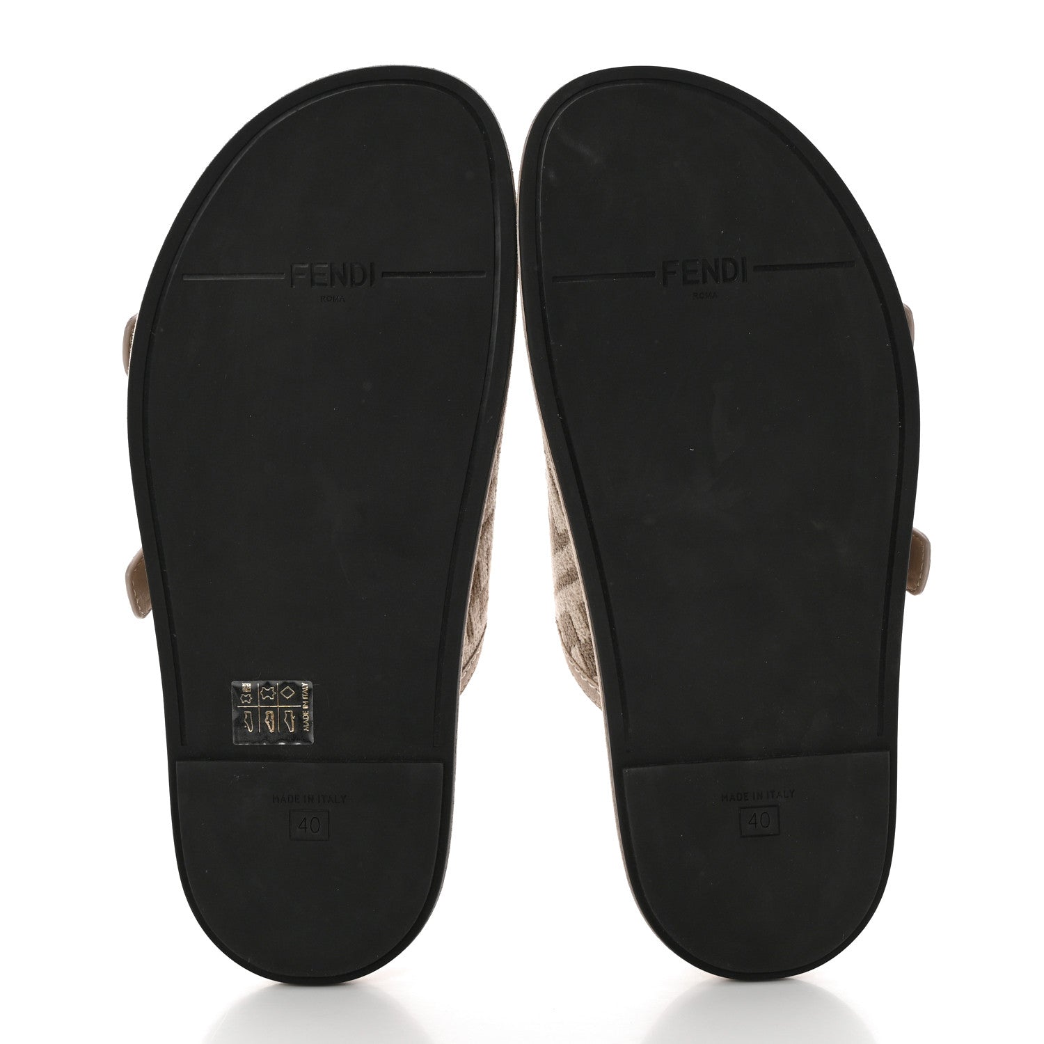 Fendi Chenille Fabric Jacquard Suede FF Womens Fendi Feel Buckled Slide Sandals 40 Tortora Nuvola Rock 5 of 11
