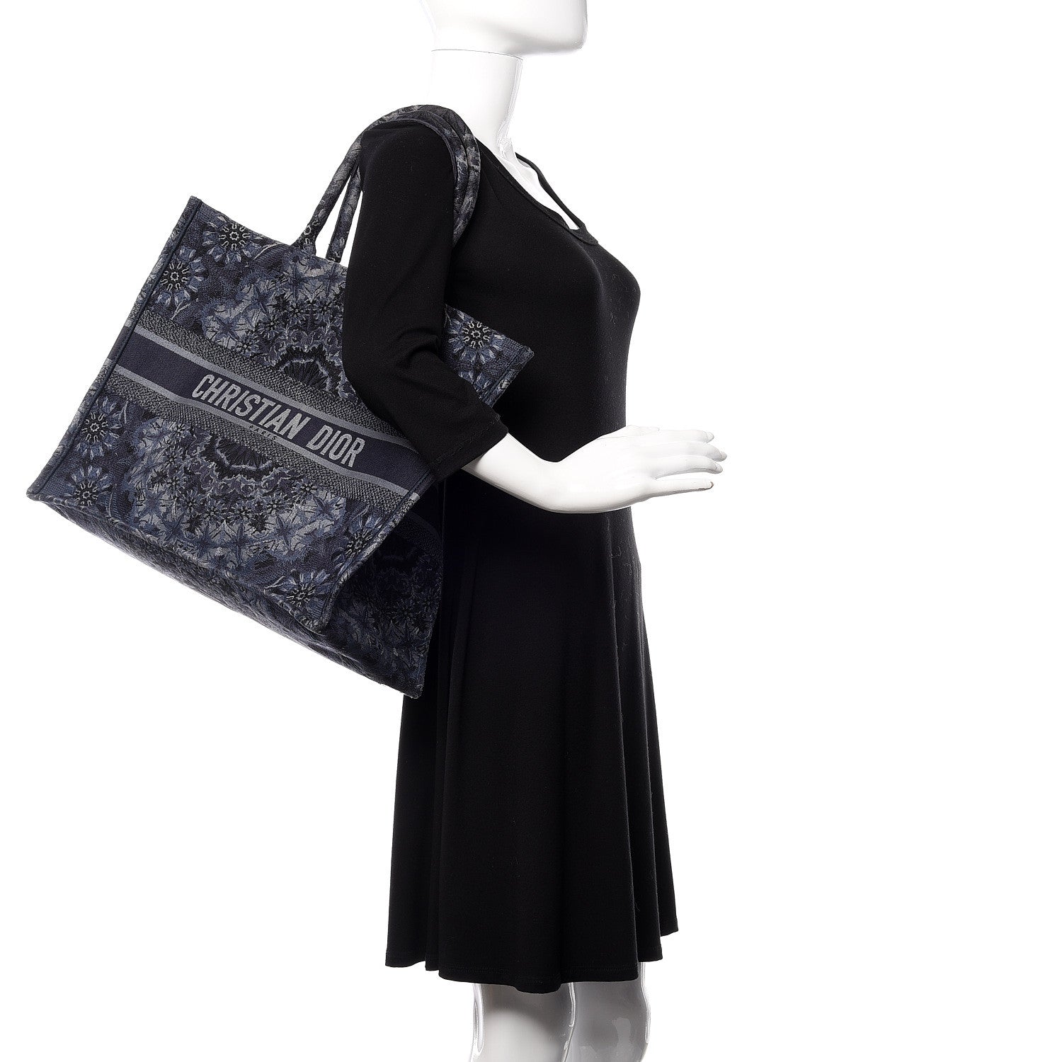Christian Dior Canvas Embroidered KaleiDioroscopic Book Tote Blue 2 of 15