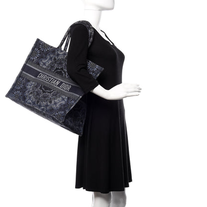 Christian Dior Canvas Embroidered KaleiDioroscopic Book Tote Blue 2 of 15