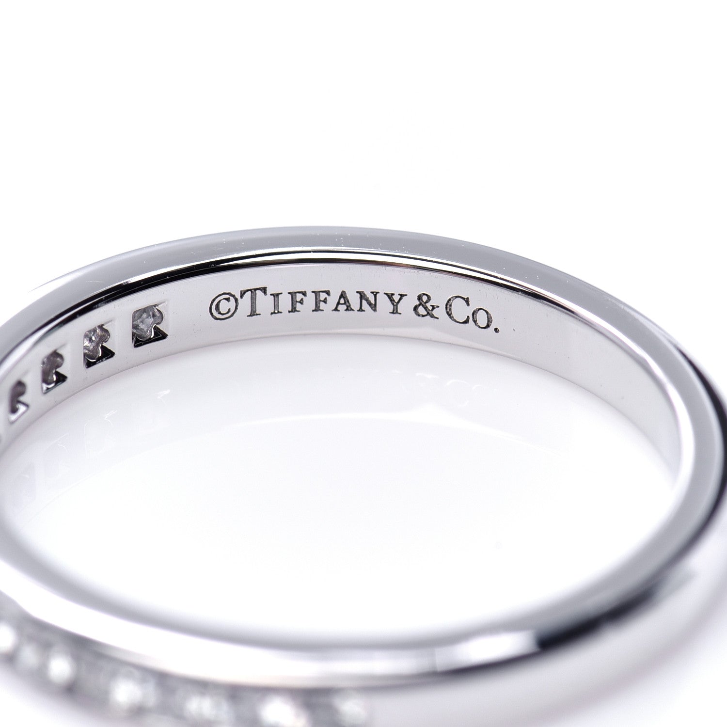 Tiffany Platinum Diamond 2.5mm Half Circle Wedding Band Ring 51 5.75 4 of 6