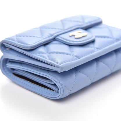 Chanel Lambskin Quilted Double Flap Wallet Light Blue 9 of 11