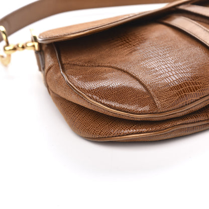 Christian Dior Lizard Double Saddle Bag Brown 8 of 10