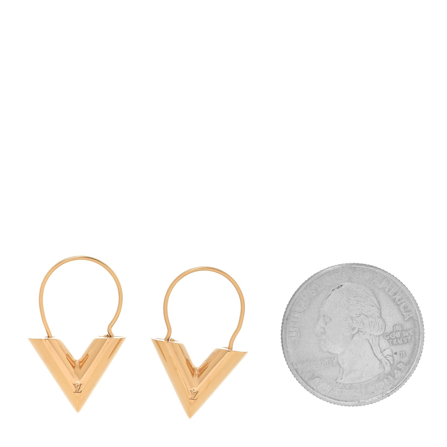 Louis Vuitton Brass Essential V Hoop Earrings Gold 2 of 5