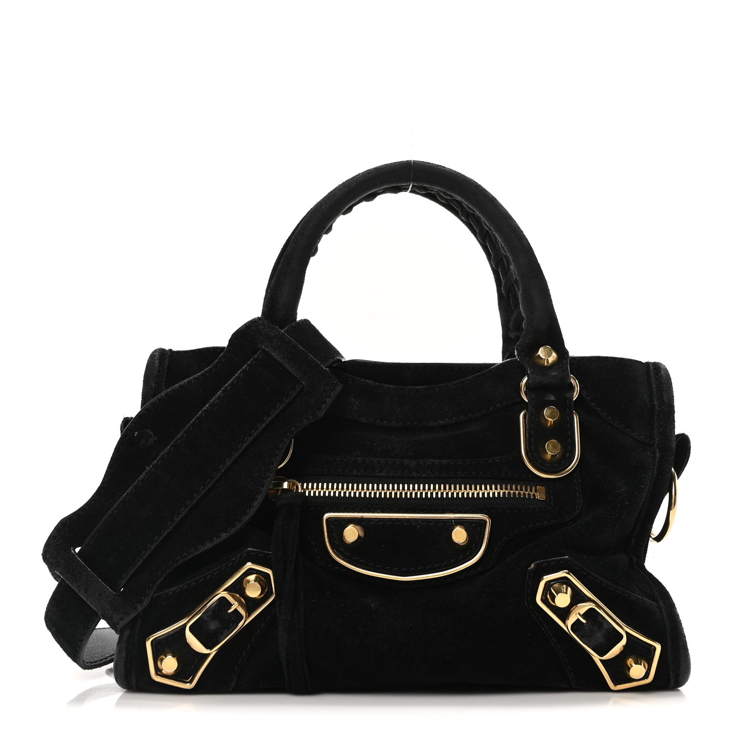 Balenciaga Baby Daim Suede Gold Metallic Edge Hardware Mini City Black 1 of 10