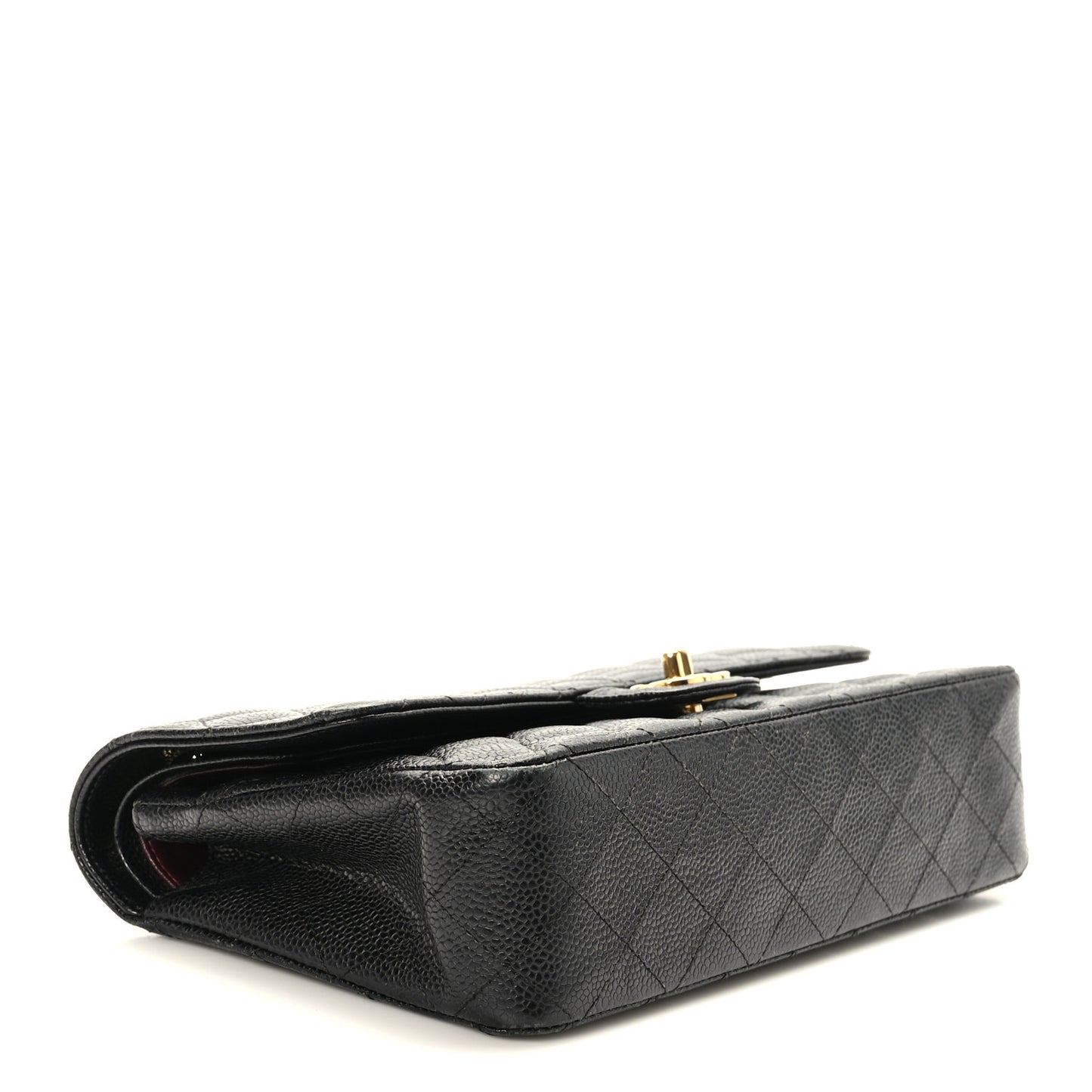 Caviar Quilted Medium Double Flap Black