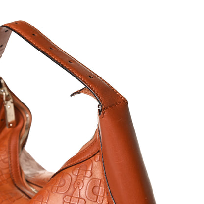 Gucci GGUCCI Calfskin Horsebit Embossed Glam Hobo Tan 13 of 17