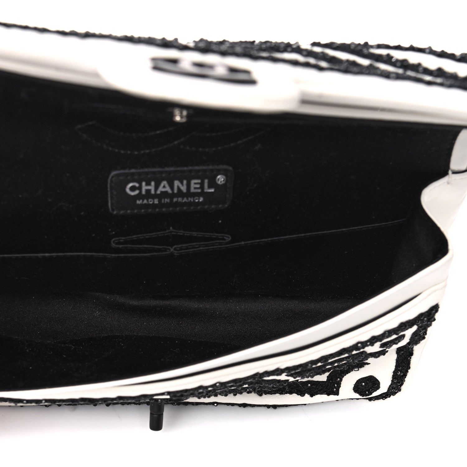 Chanel Lambskin Crystal Embroidered Medium Garden Of Versailles Double Flap Black White 4 of 21