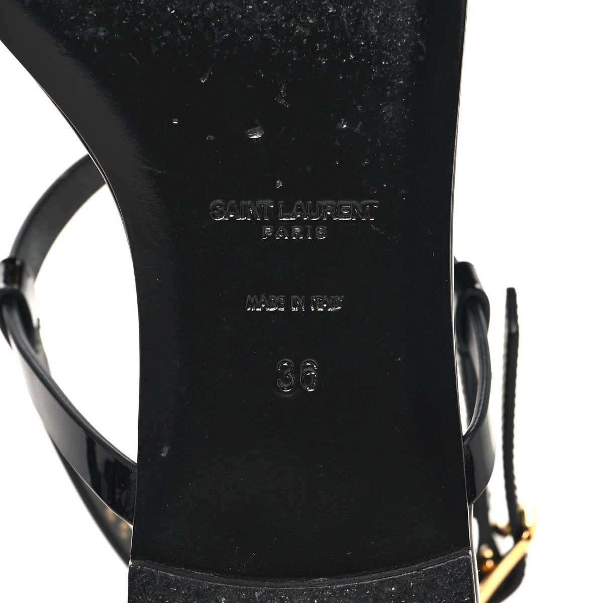 Saint Laurent Patent Calfskin Cassandra Monogram Sandals 36 Black 8 of 10