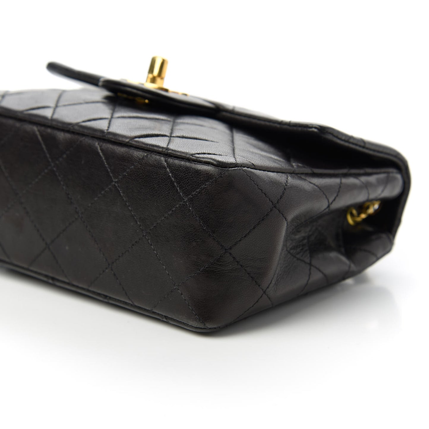 Lambskin Quilted Mini Square Flap Black