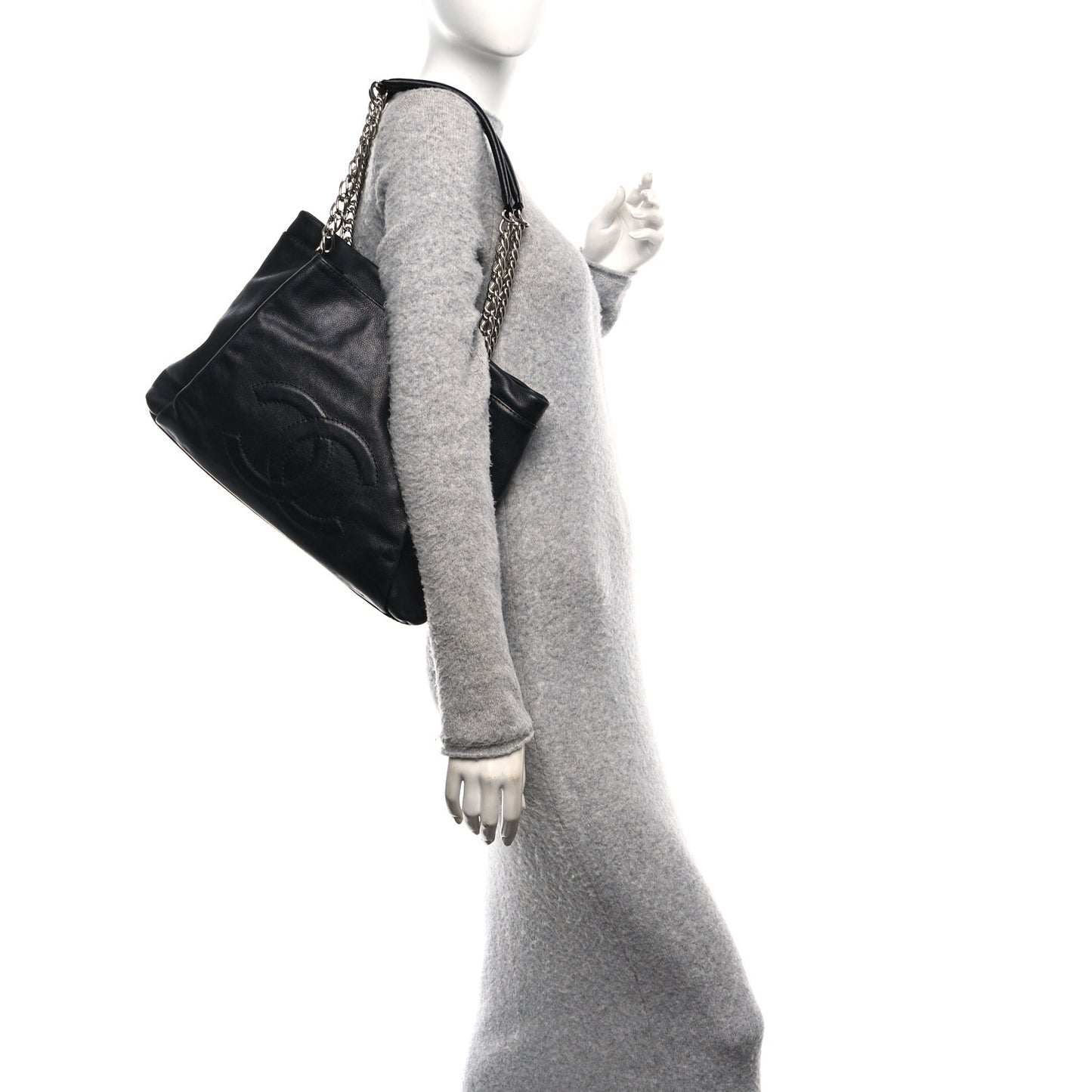 Caviar Large CC Tuck Tote Black