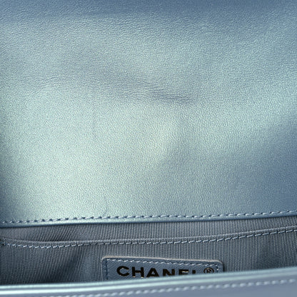 Chanel Iridescent Patent Quilted Small Boy Flap Light Blue 10 of 12