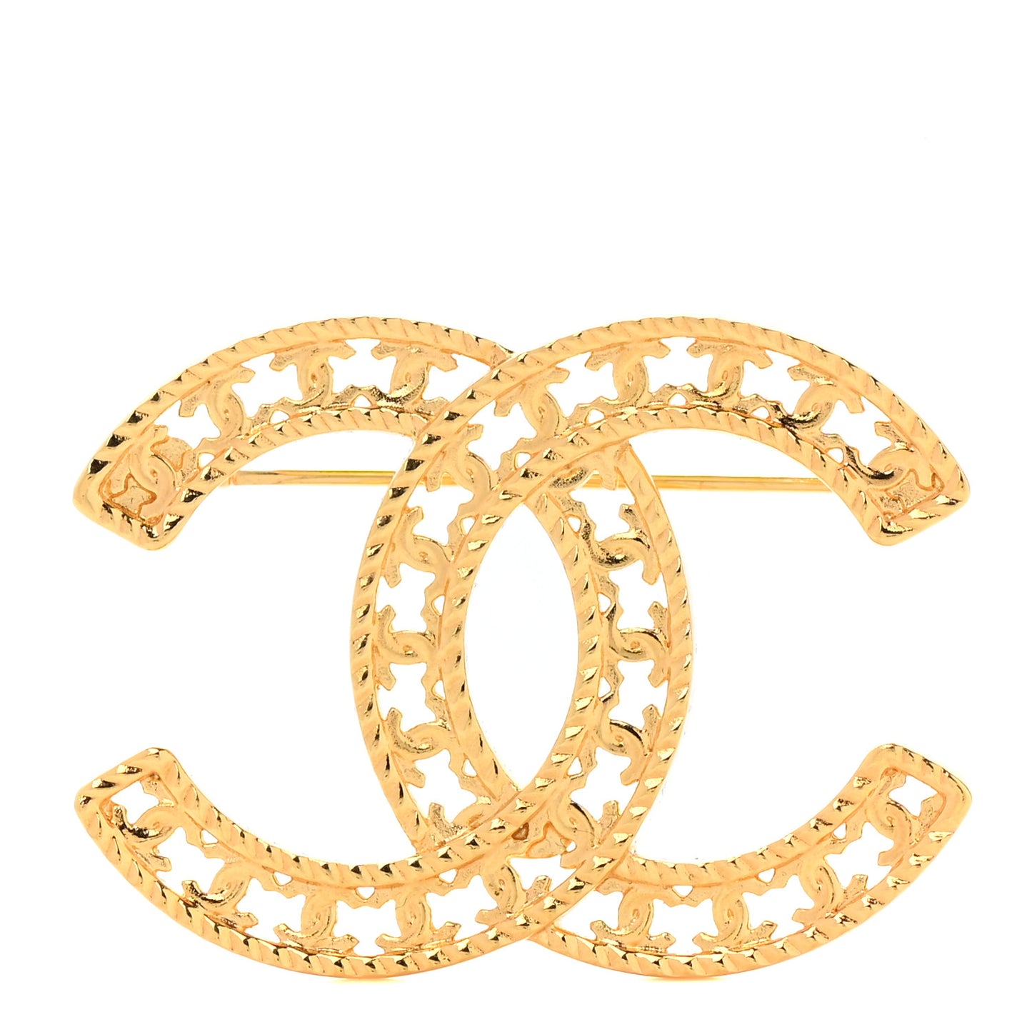Metal CC Brooch Gold
