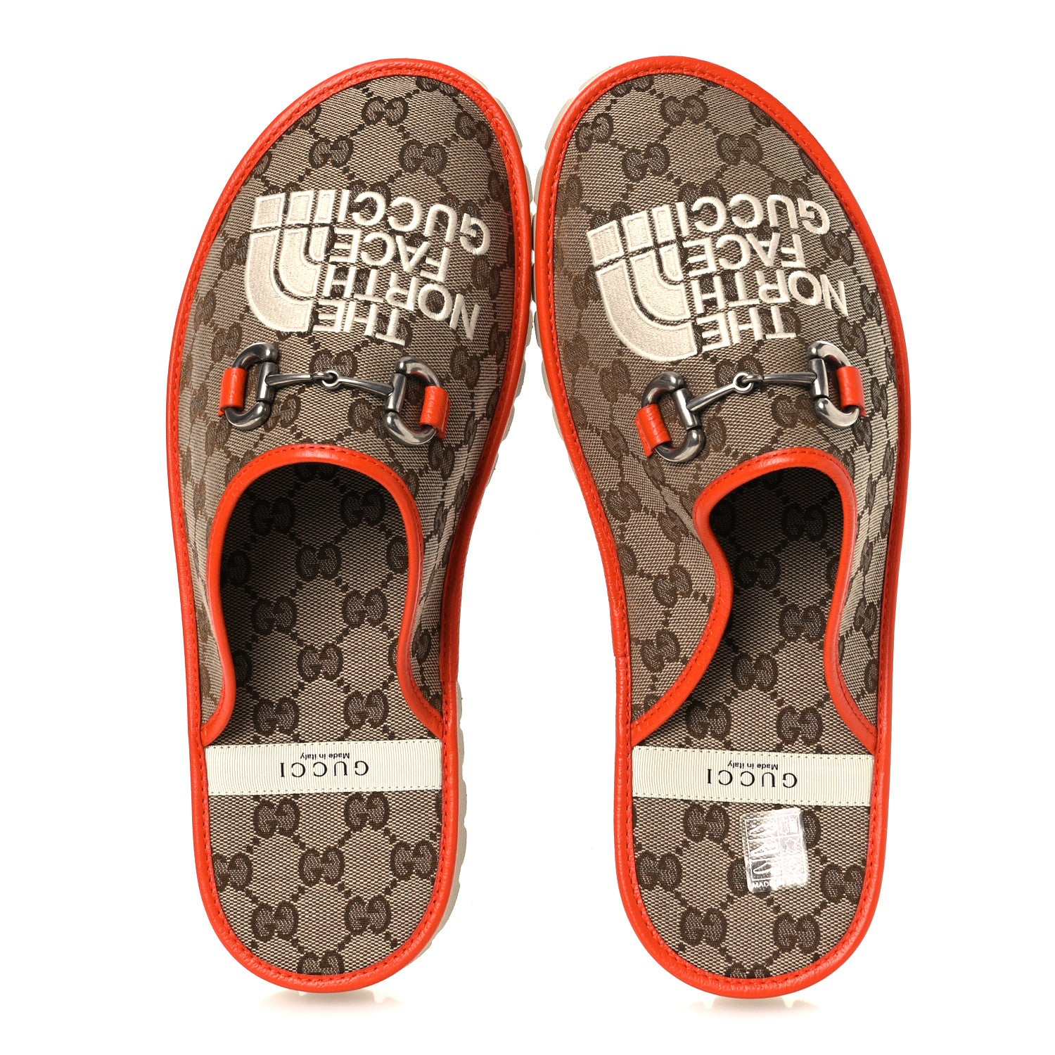Gucci x NORTH FACE Canvas GG Monogram Clog Mules 10 Beige Mystic White Deep Orange 2 of 11