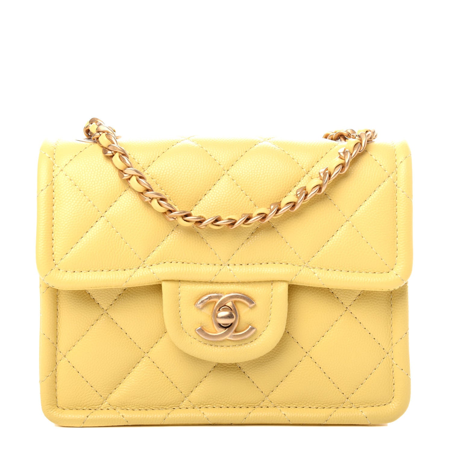Chanel Caviar Quilted Mini Sweet Classic Flap Yellow 1 of 11