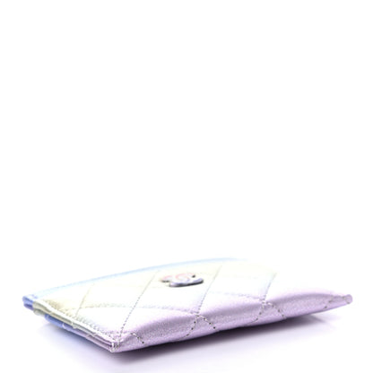 Chanel Gradient Metallic Calfskin Quilted Card Holder Silver Blue Yellow Purple 4 of 8