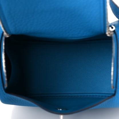 Hermes Taurillon Clemence Mini Lindy 20 Bleu Frida 5 of 11