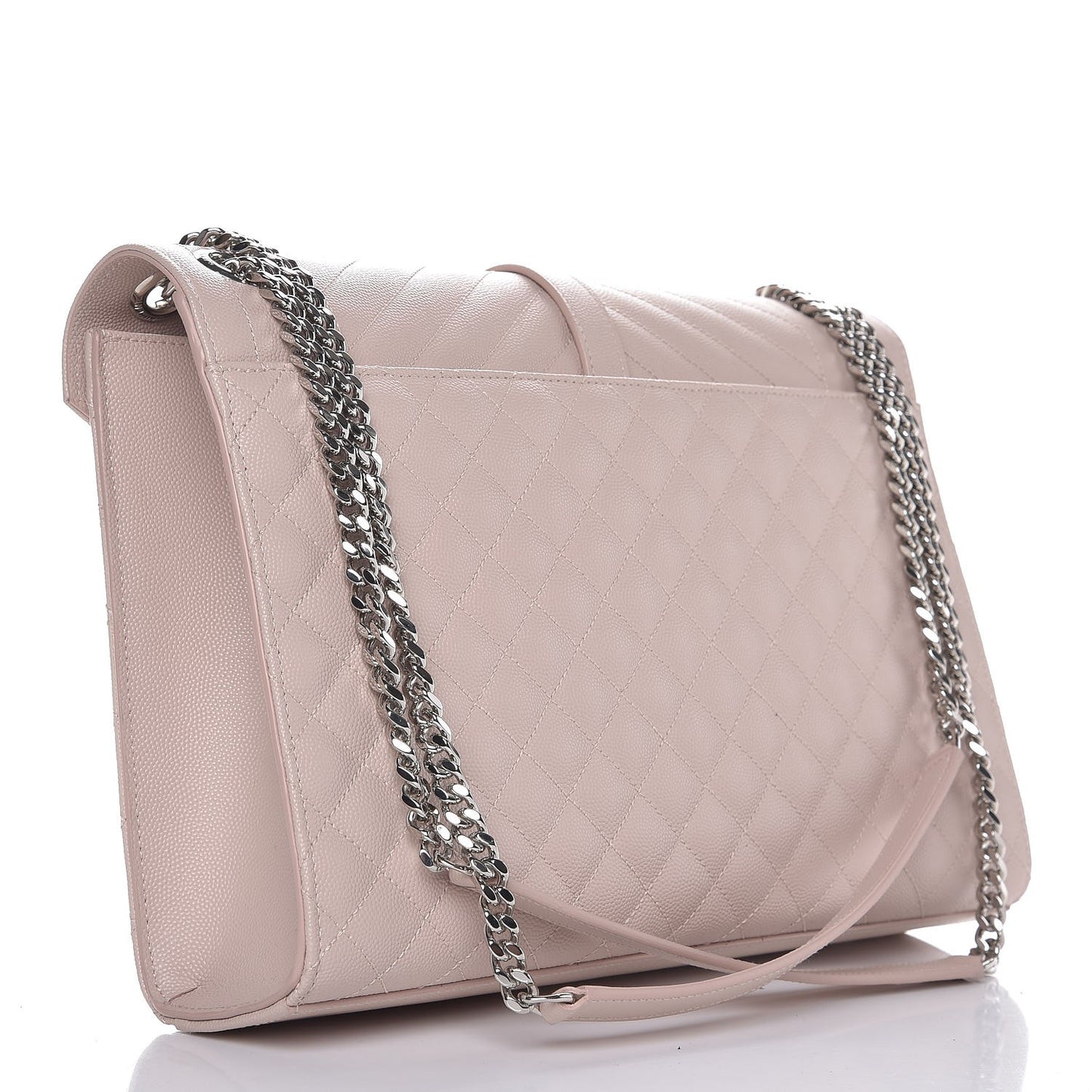 Grain De Poudre Textured Mixed Matelasse Large Triquilt Monogram Satchel Rose