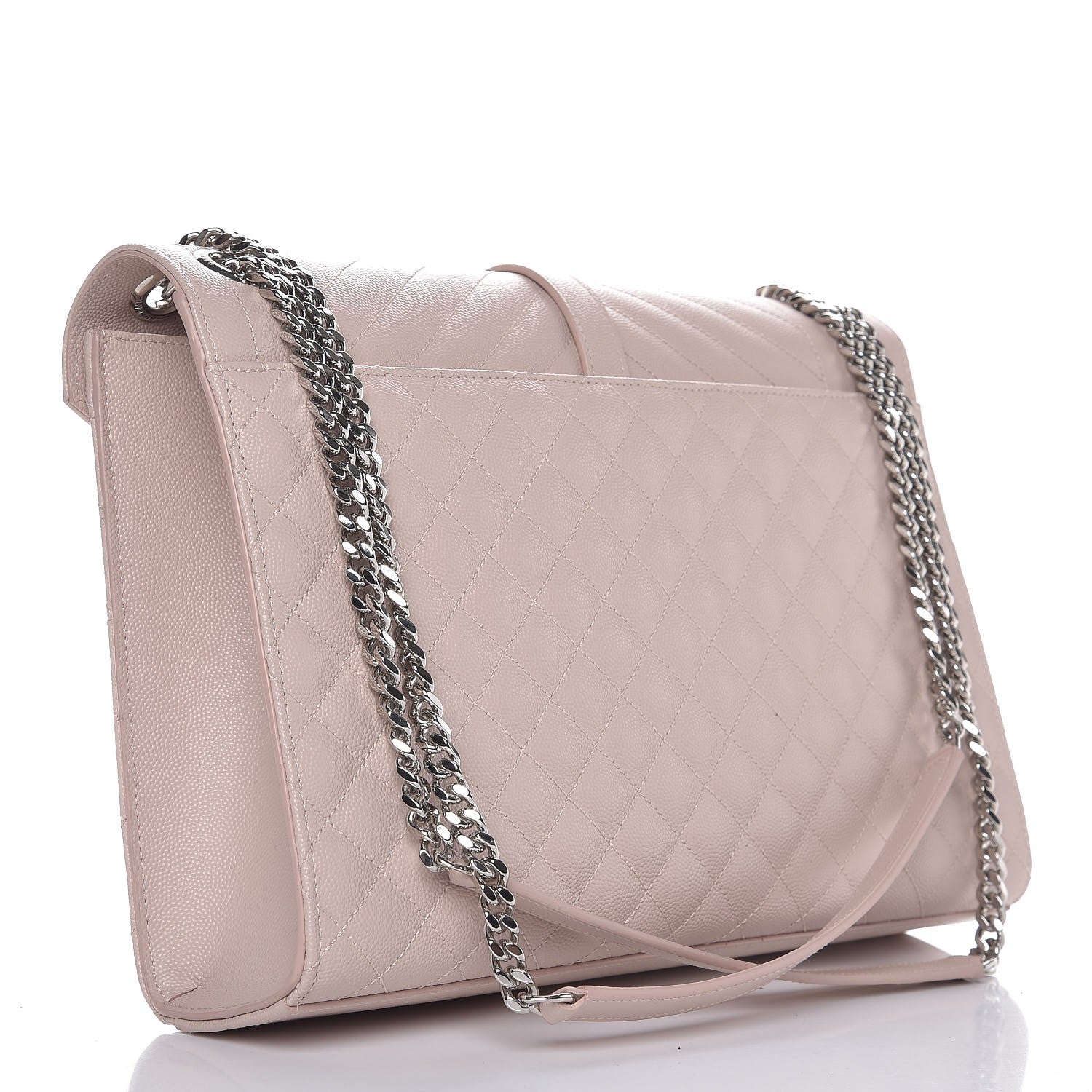 Saint Laurent Grain De Poudre Textured Mixed Matelasse Large Triquilt Monogram Satchel Rose 3 of 7