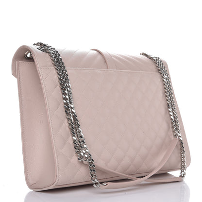 Saint Laurent Grain De Poudre Textured Mixed Matelasse Large Triquilt Monogram Satchel Rose 3 of 7