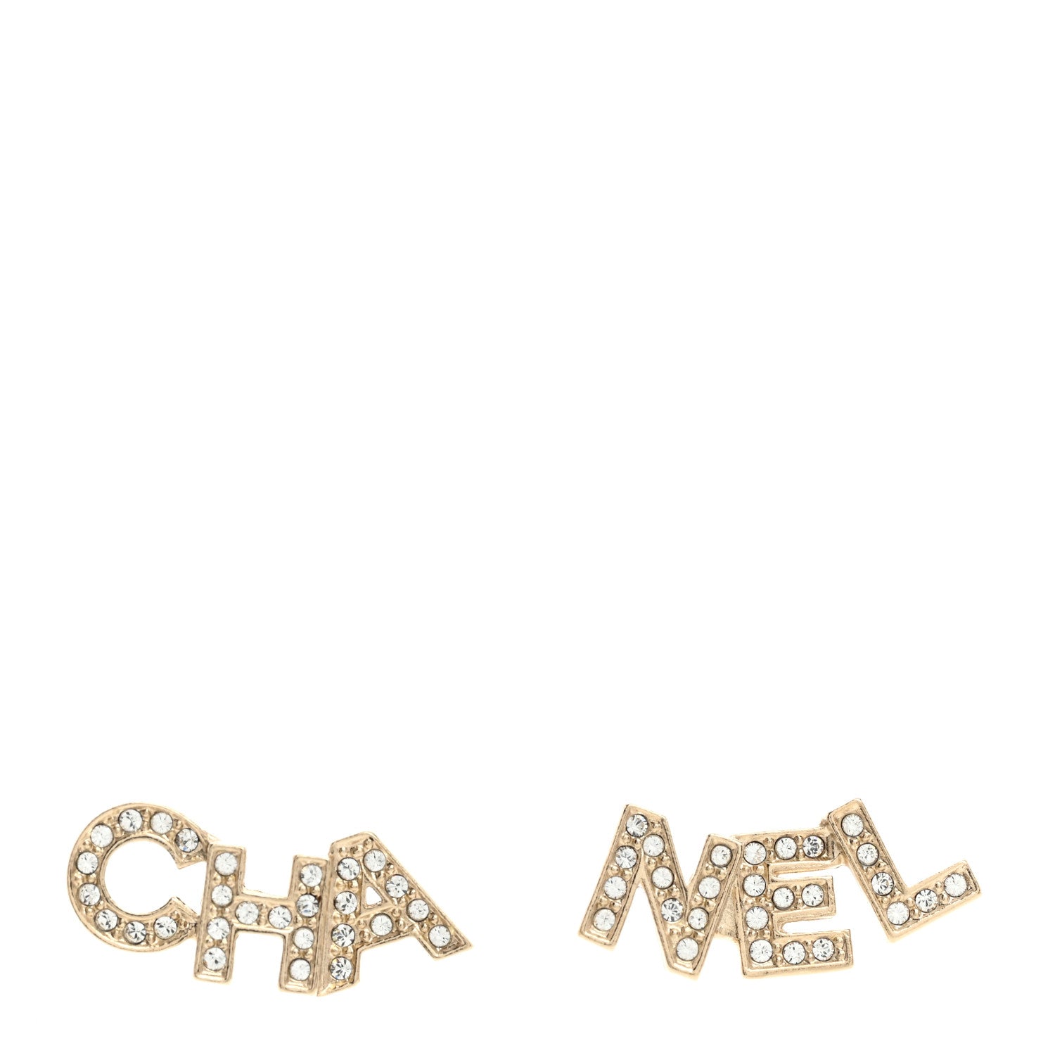Chanel Crystal Pearl Signature Stud Earrings Gold 1 of 5
