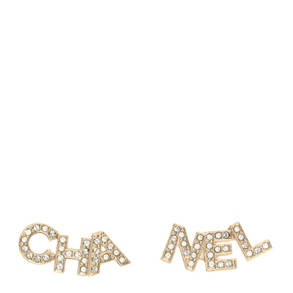 Chanel Crystal Pearl Signature Stud Earrings Gold 1 of 5