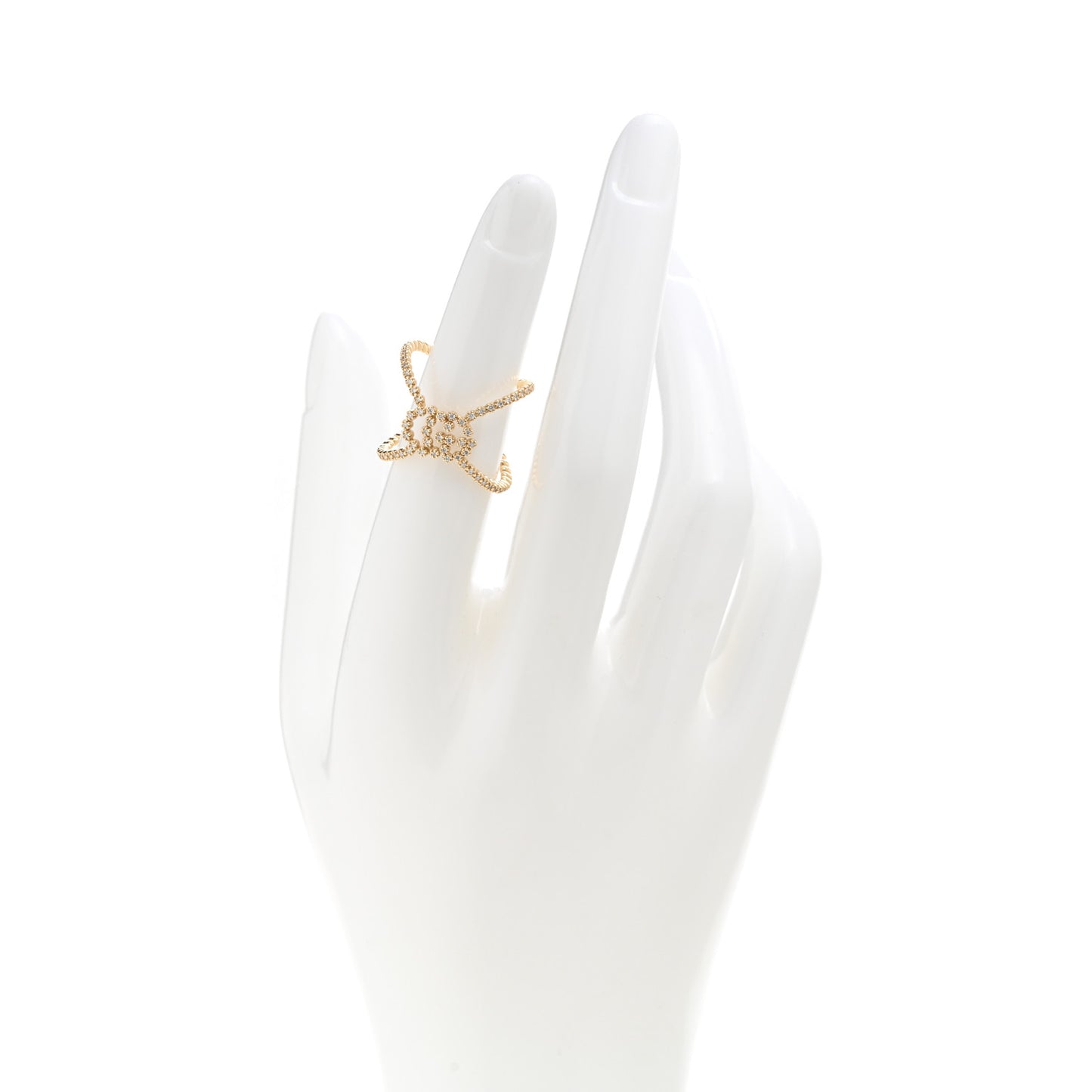 18K Yellow Gold Diamond Running G Cross Ring 50 5.25