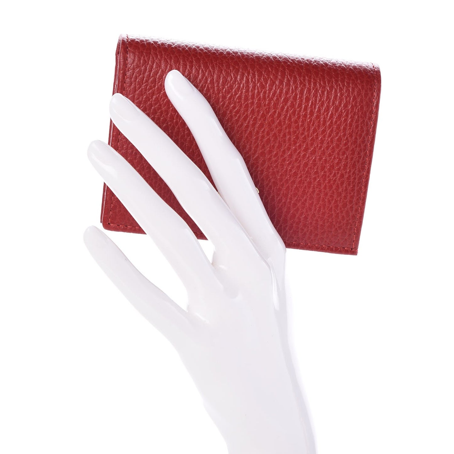 Pebbled Calfskin GG Marmont Card Case Hibiscus Red