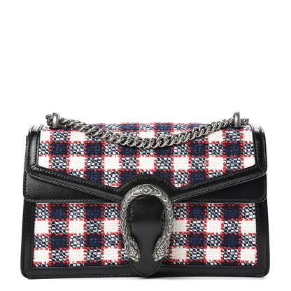 Gucci Vintage Tweed Check Small Dionysus Shoulder Bag White Hibiscus Red Marine 1 of 11