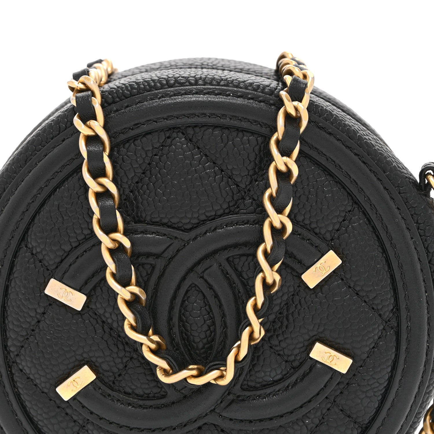 Chanel Caviar Quilted Round Filigree Crossbody Black 8 of 10