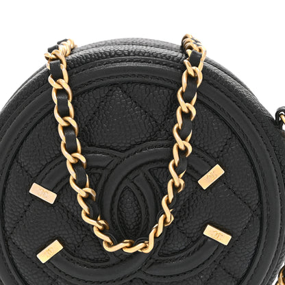 Chanel Caviar Quilted Round Filigree Crossbody Black 8 of 10