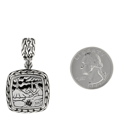 John Hardy Sterling Silver Palu Square Hammered Pendant 2 of 3