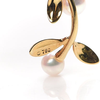Mikimoto 18K Yellow Gold Akoya Pearl Olive Leaf Earrings 4 of 4