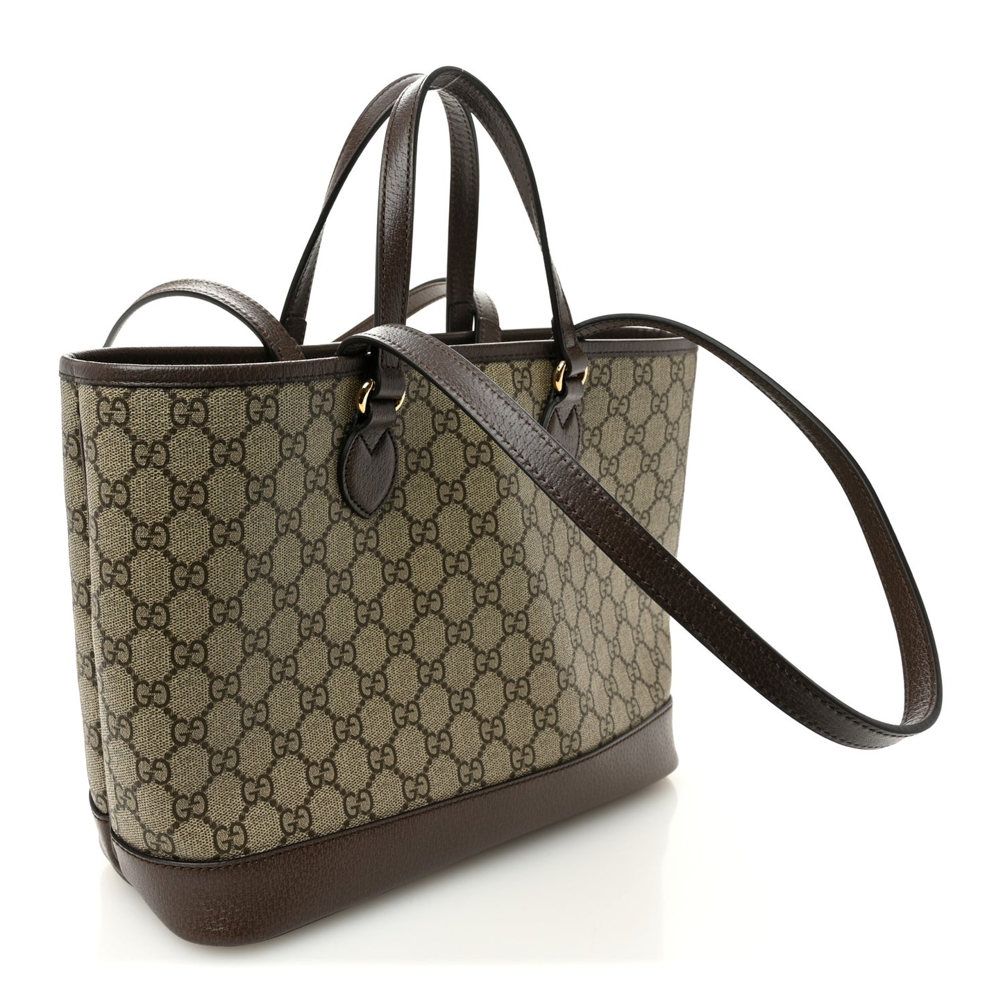 GG Supreme Monogram Textured Calfskin Small Ophidia Shoulder Tote Bag Beige Ebony New Acero