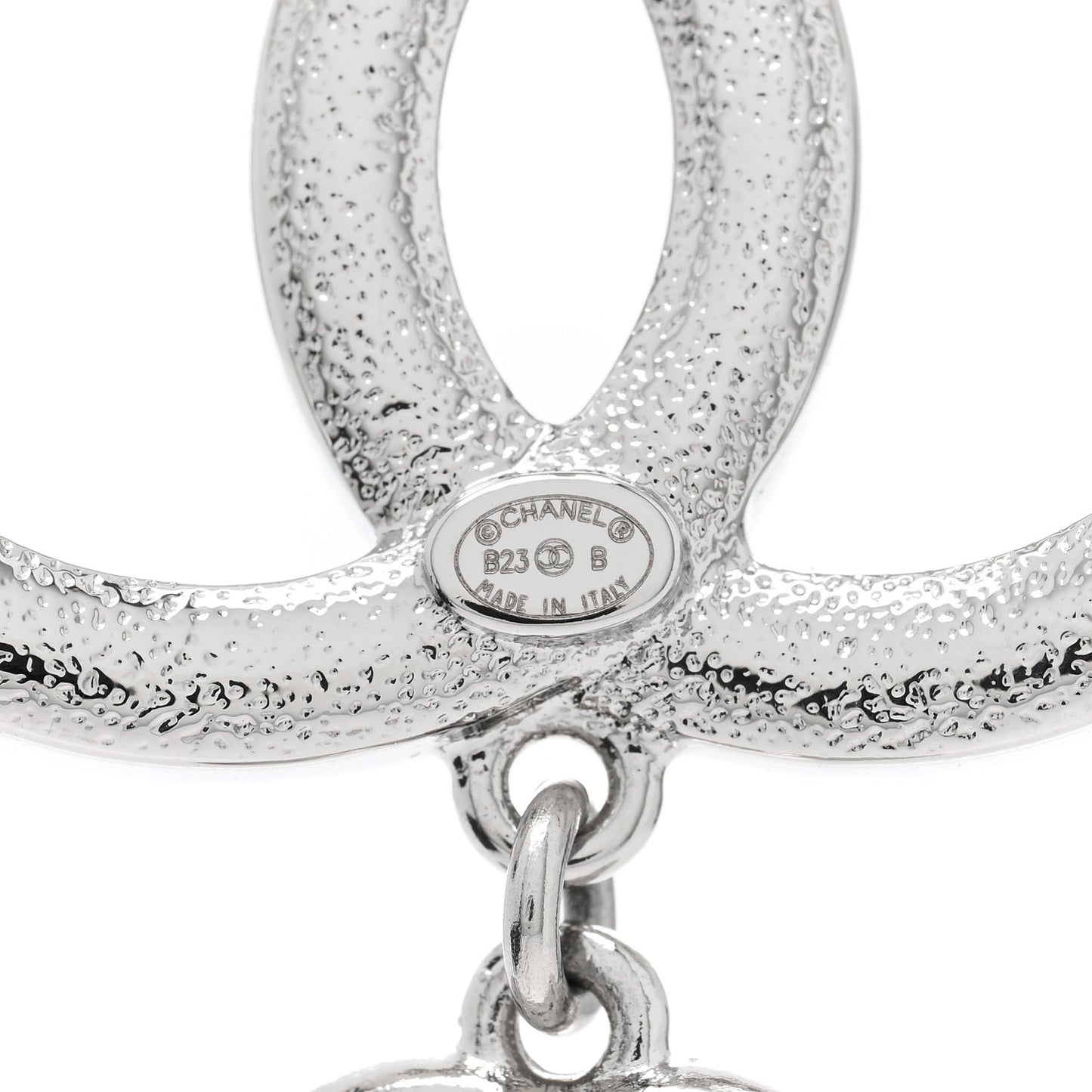 Crystal Pearl CC Heart Drop Brooch Silver