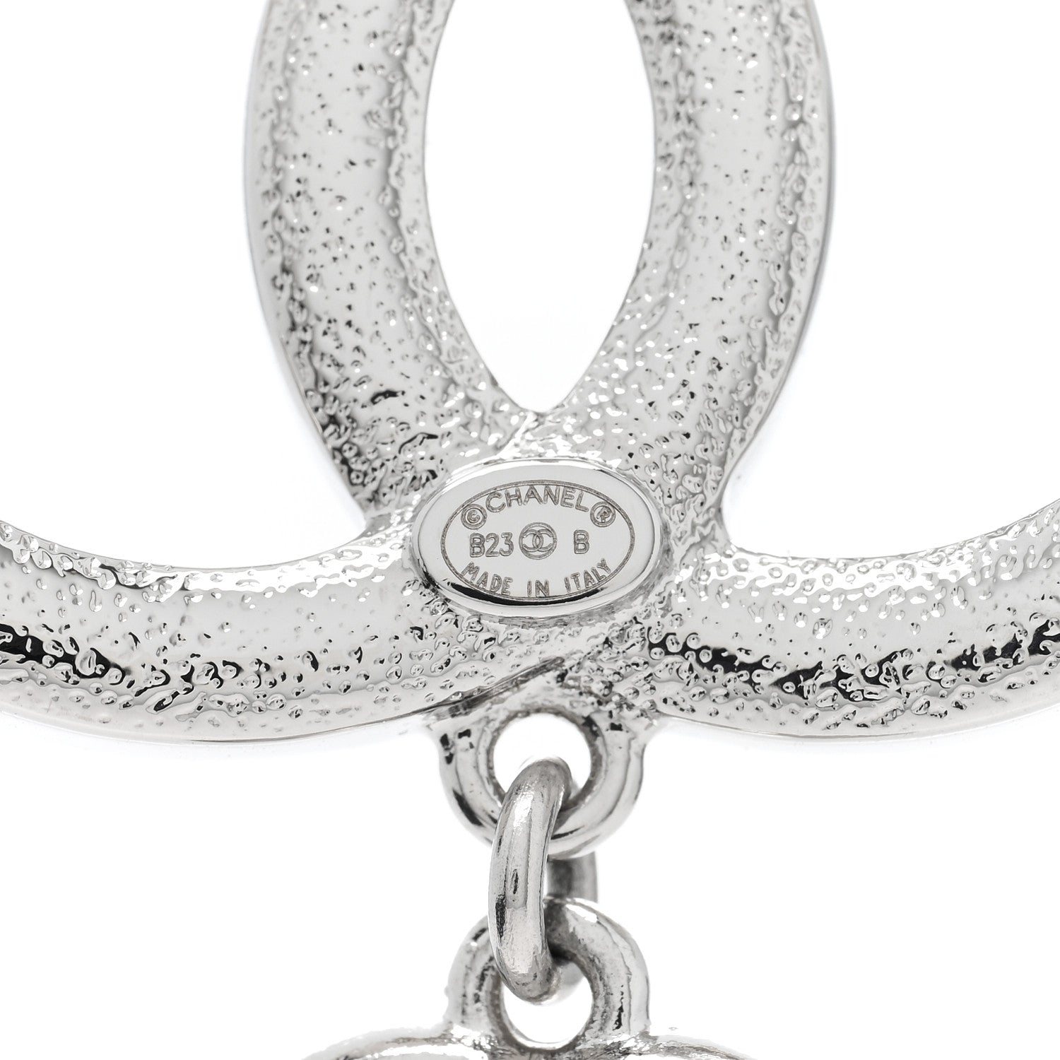 Chanel Crystal Pearl CC Heart Drop Brooch Silver 4 of 4