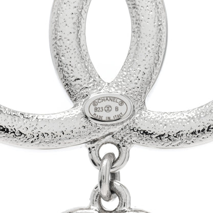 Chanel Crystal Pearl CC Heart Drop Brooch Silver 4 of 4