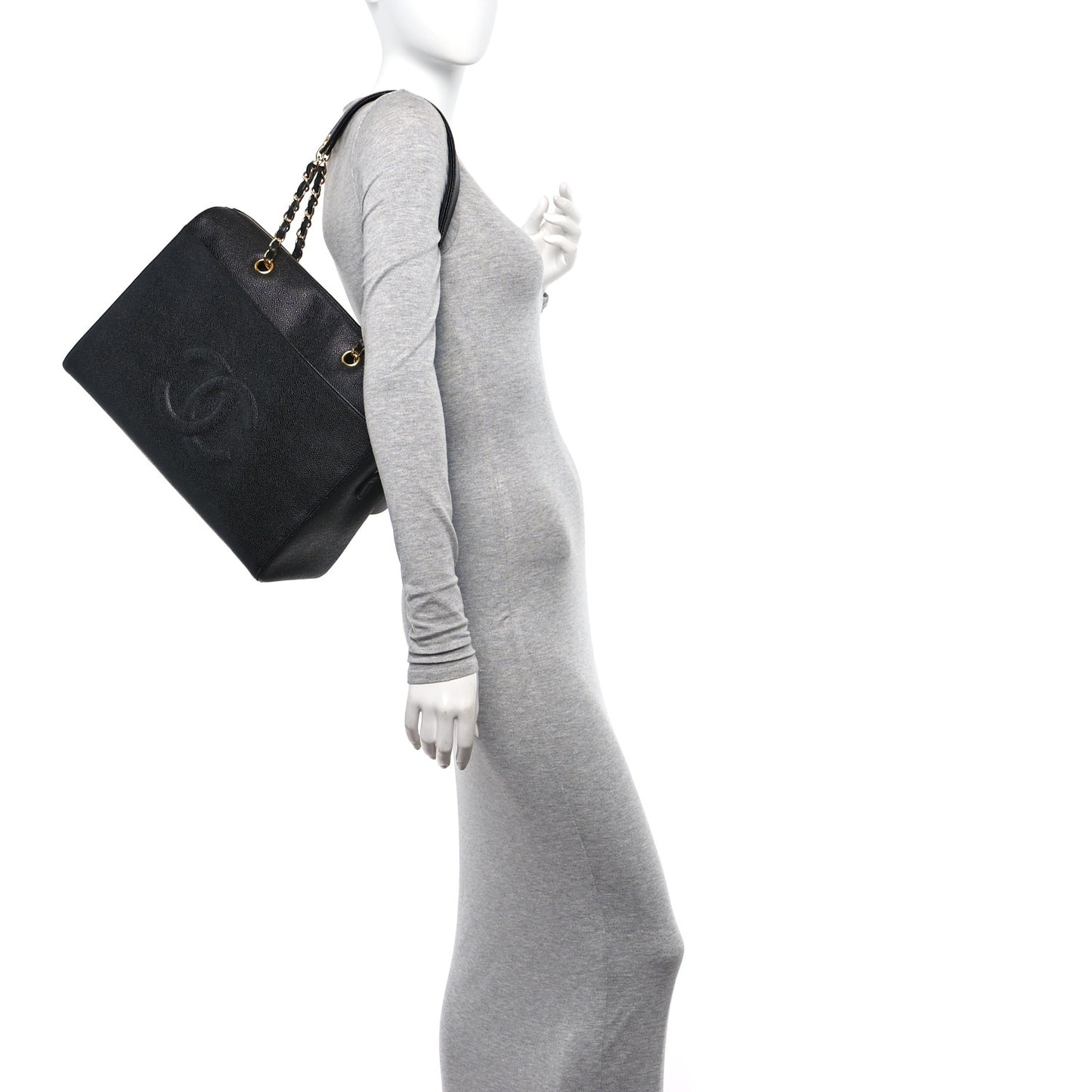 Caviar Large CC Shoulder Bag Black