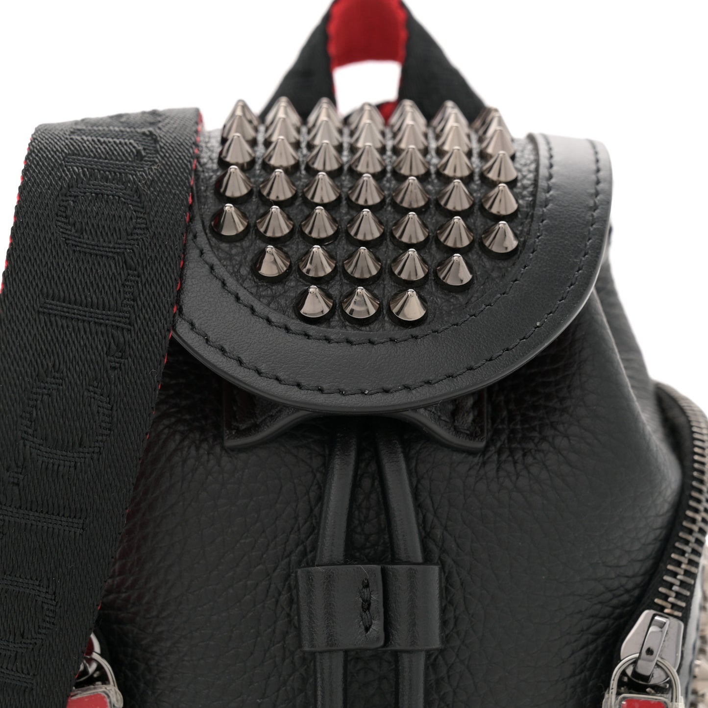 Christian Louboutin Calfskin Spiked Mini Explorafunk Keyring Bag Black 1694767