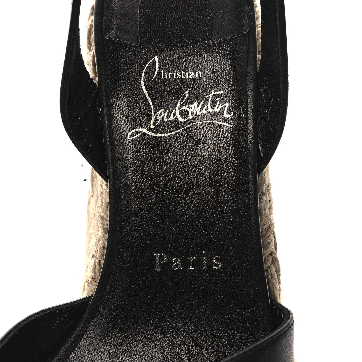 Christian Louboutin Goatskin Mariza Zeppa 130 Espadrille Sandals 37 Black Natural 7 of 7