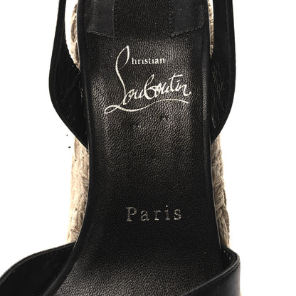 Christian Louboutin Goatskin Mariza Zeppa 130 Espadrille Sandals 37 Black Natural 7 of 7