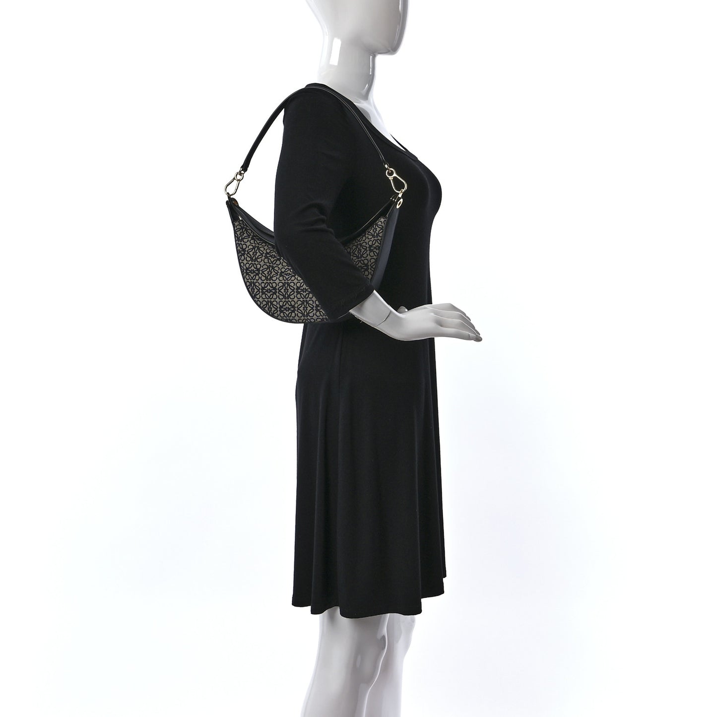 Jacquard Anagram Calfskin Small Luna Navy Black