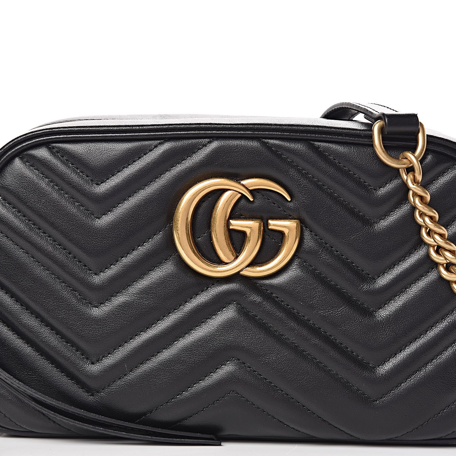Gucci Calfskin Matelasse Small GG Marmont Chain Shoulder Bag Black 8 of 10