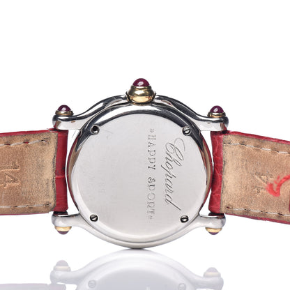 Chopard Stainless Steel 18K Yellow Gold Alligator 3 Diamond Ruby 26mm Happy Sport Quartz Watch 5 of 10