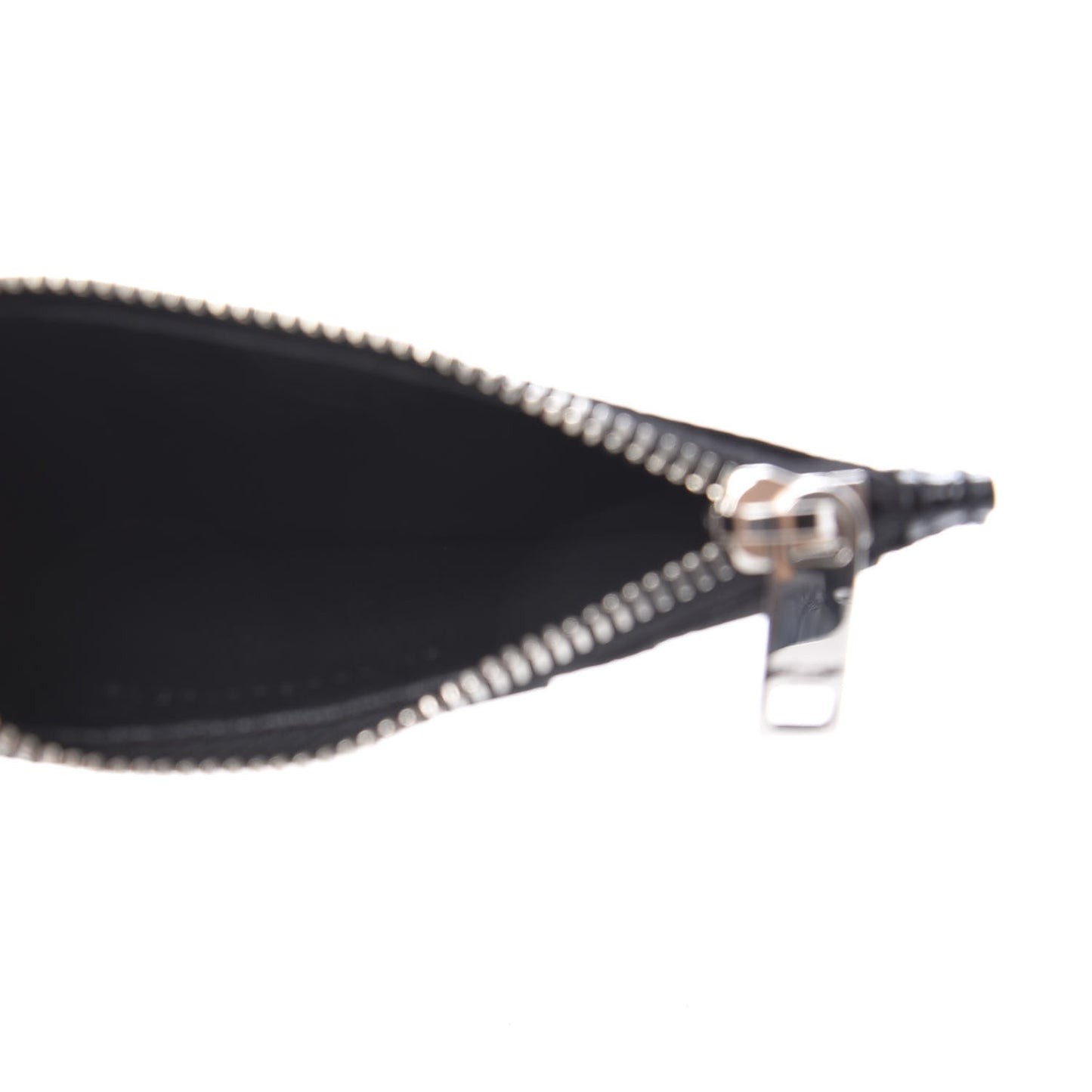 Calfskin Crocodile Embossed 5 Fragments Zip Pouch Card Holder Black