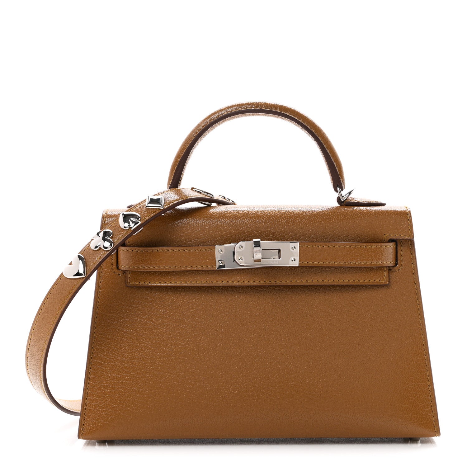 Hermes Chevre Chamkila Clou de Coeur Mini Kelly Sellier 20 Bronze Dore 1 of 10
