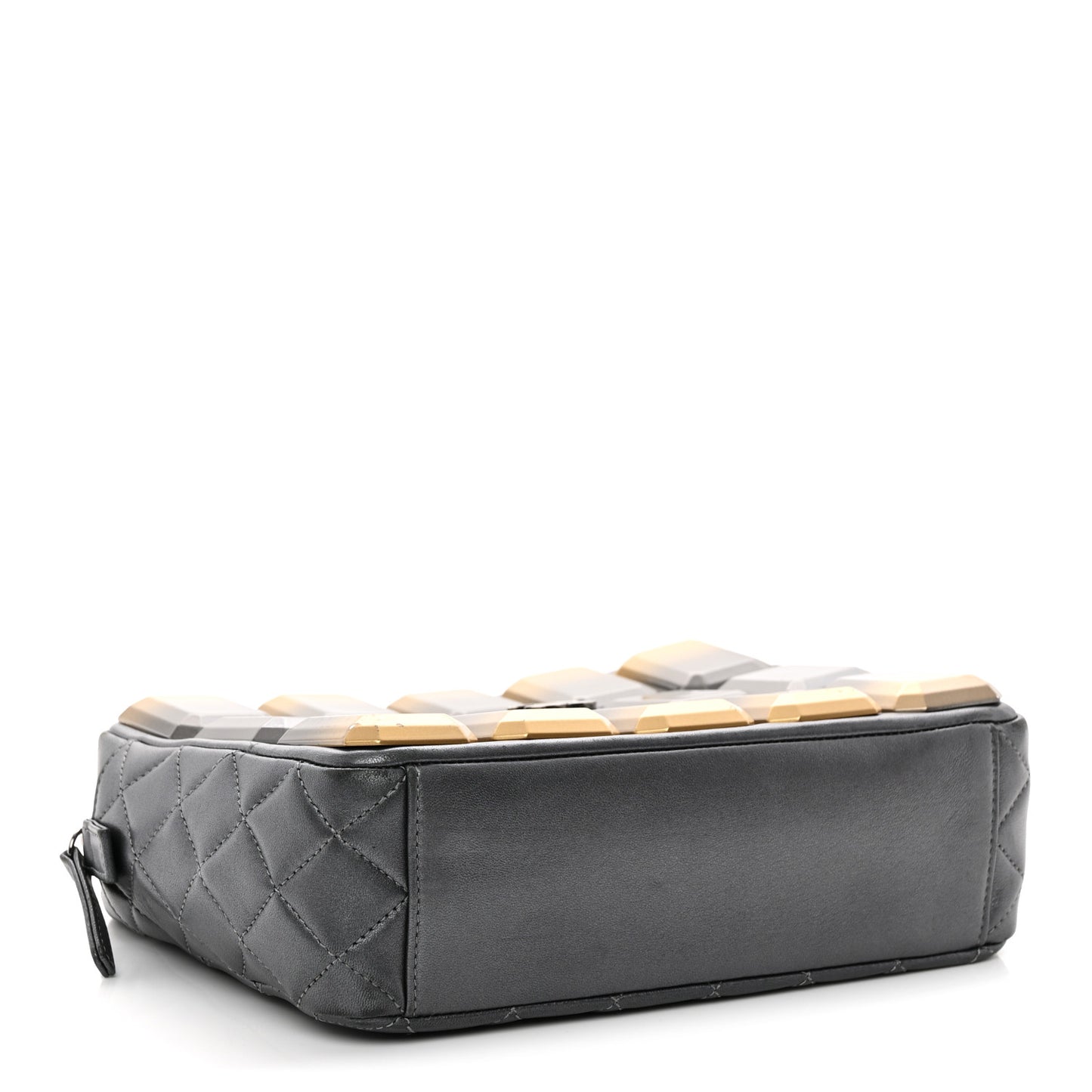 Metallic Lambskin Plexiglass Evening Art Camera Case Silver
